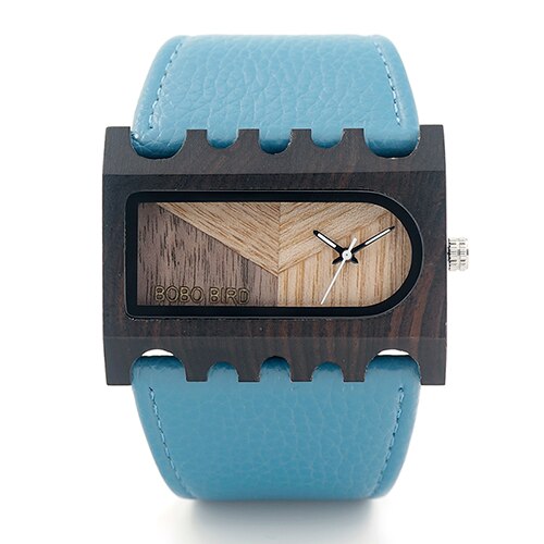 BOBO BIRD nouvelle montre en bois de créateur de à la main pour femmes tenue décontractée montre-bracelet Unique coloré en cuir bandes boîte: N23