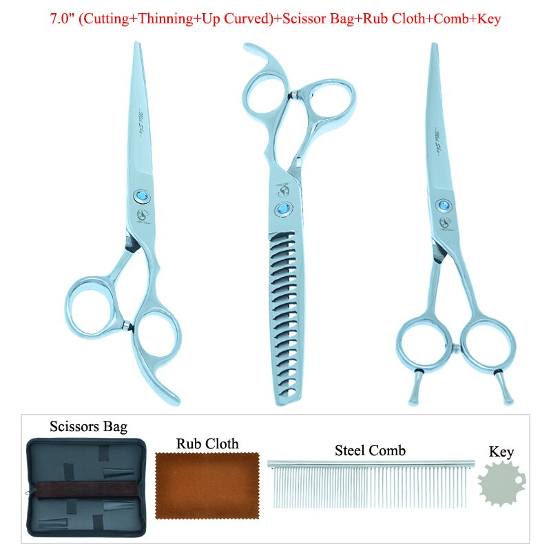 Meisha 7 inch Pet Dog Cat Grooming Scissors Set Straight Curved Cutting Thinning Shears Kit Tesoura Puppy Styling Tool B0013A: B0013A-15-70