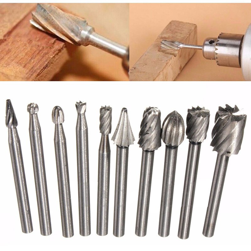 Kit de broca de escofina de talla grande para manualidades, herramienta de mango de 1/8 pulgadas, Lima duradera, HHS, broca, escofina de talla, 10 Uds.