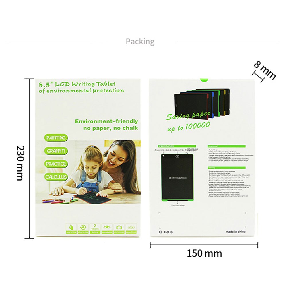 AMZDEAL 8.5 "LCD électronique Graffiti dessin tablette numérique tableau d'écriture tablette tableau de notes enfants écriture pratique apprentissage