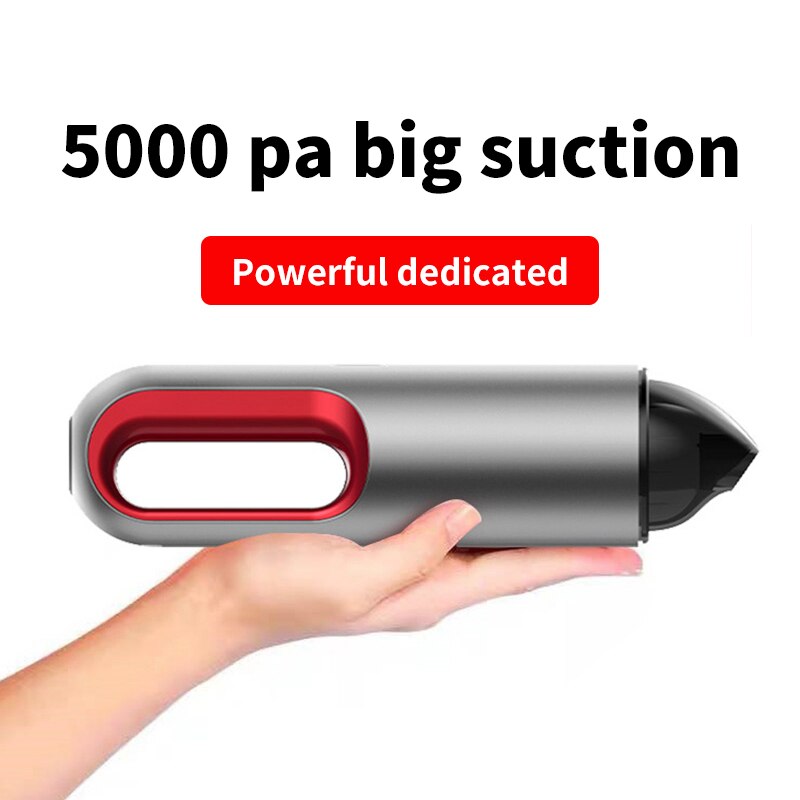 Handheld Car Vacuum Cleaner Wireless Powerful Cyclone Suction Rechargeable Wet/Dry Auto Portable for Car Home Pet Hair: Silver and Red