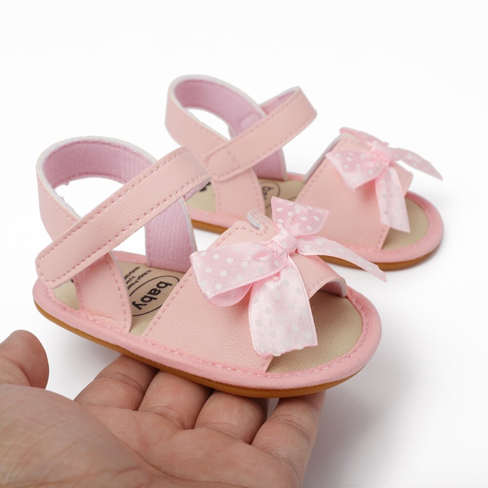 Sommer Kleinkind Baby Mädchen Sandalen lässig Polka Punkt Bogen Schuhe Anti-Unterhose neugeboren Kleinkind Prewalker Erste Wanderschuhe 0-18M: P / 0-6 Monate