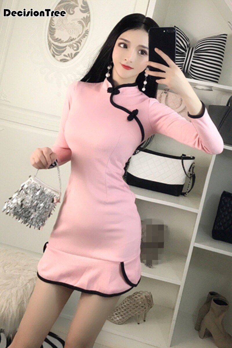 Oosterse stijl chinese traditionele qipao retro chinese jurk feest cheongsam avondjurk qipao sexy korte qipao