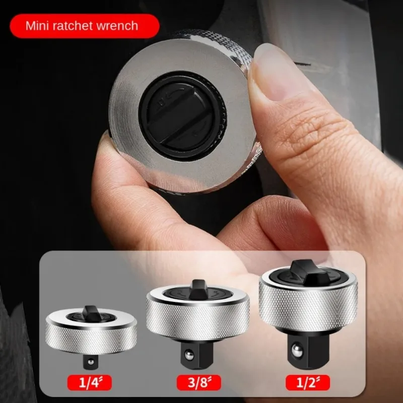 Mini llave de trinquete de 1/4 ", 3/8", 1/2 ", accionamiento pequeño, enchufe rápido, portátil, dedo de Palma de acero completo, herramienta cuadrada bidireccional Reversible