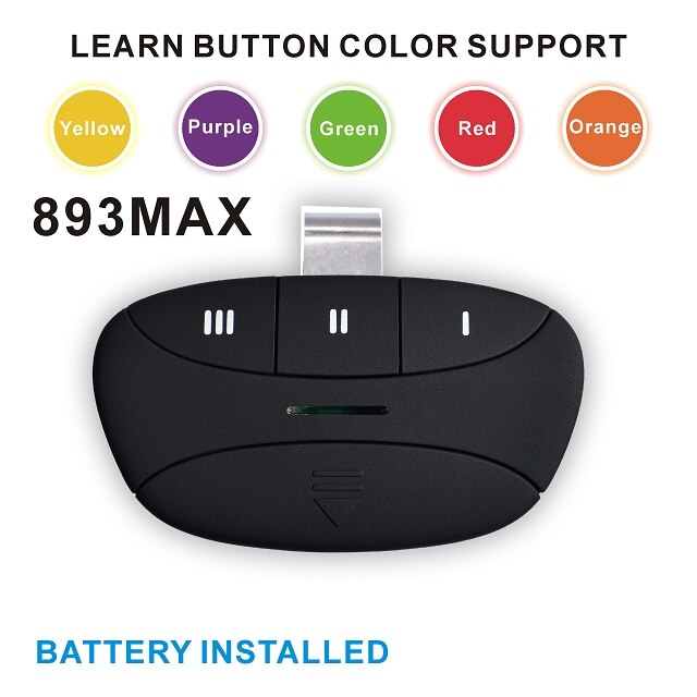 For 893MAX Remote Garage Door Opener for Liftmaster Craftsman Chamberlain Purple Red Orange Green Yellow Learn Button