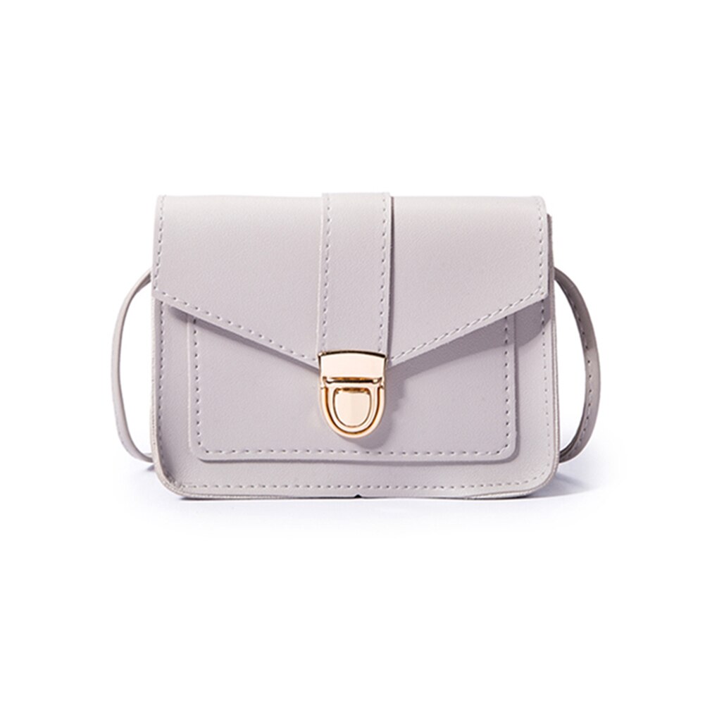 Women Crossbody Buckle Bags Female Small Solid Color Messenger Shoulder Bag B88: Gray