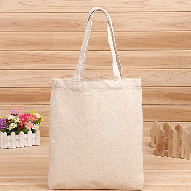 Roomwit Canvas Boodschappentassen Schoudertas Tote Shopper Bag Diy Schilderen Natuurlijke Katoen Vlakte Voor Vrouwen Eco Herbruikbare