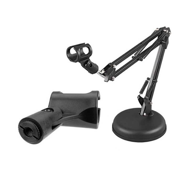 TOP Desk Mic Stand Adjustable Desktop Microphone Stand Tabletop Table Top Short Stand with Gear Fixing Boom Arm
