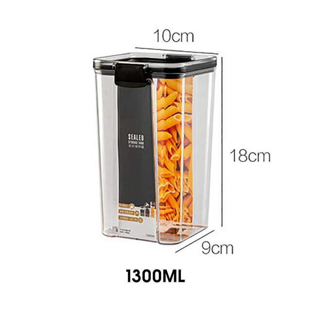 700/1300/1800ml voedselcontainers koelkast plastic keuken noedeldoos meergranen opslagtank transparante verzegelde blikken: C