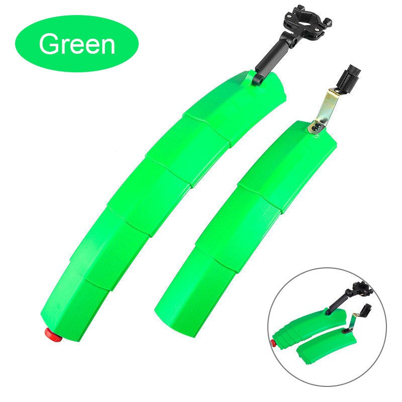 Fiets Spatbord Set Telescopische Vouw Fiets Spatbord Met Achterlicht Fietsen Voor Achter Spatbord Fiets Spatbord Quick Release Protector: Green