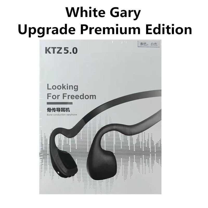 True Bone Conduction Wireless Headphones Bluetooth Earphone with Microphone Gaming Headset Sport Outdoor Handsfree: White Gary Upgraded