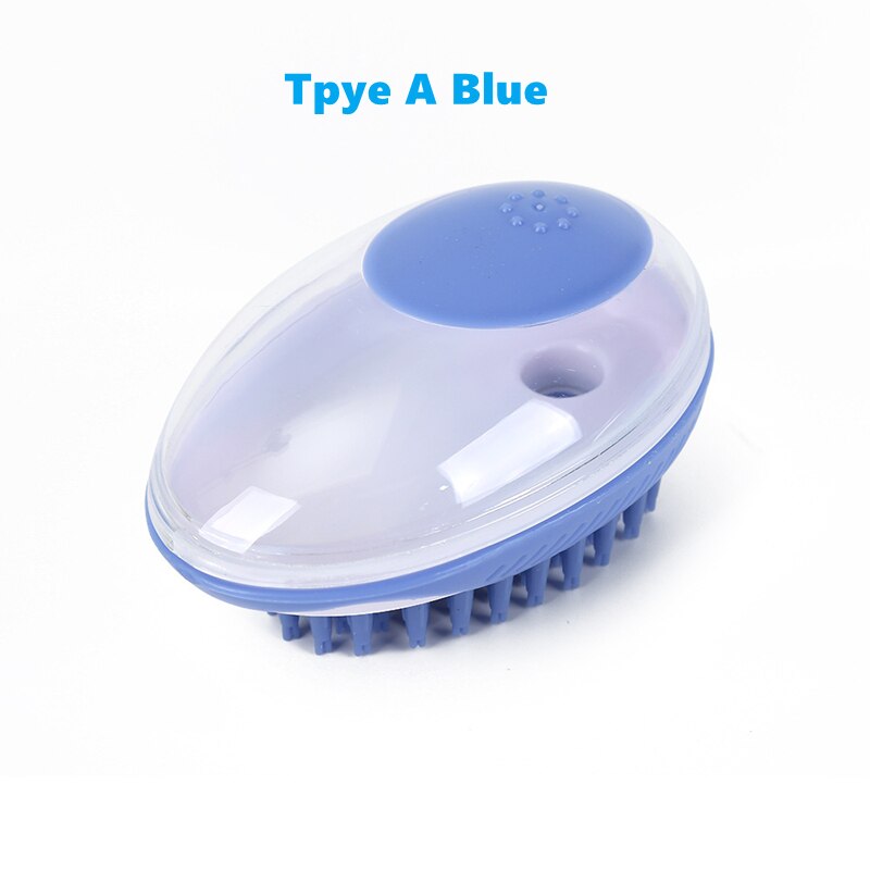 MMS 2in1 Pet Bath Massage Comb Shampoo Dispenser Shower Brush Silicone Multi Function Cleaning Grooming Cat Dog Remove Loose Fur: A Blue