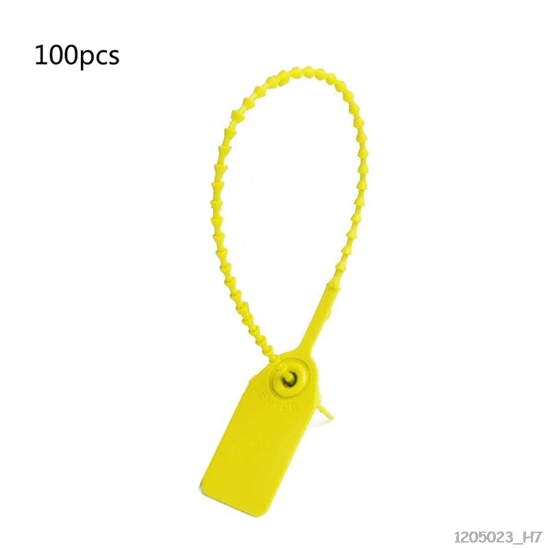 100 Stuks Wegwerp Plastic Pull-Tite Security Seals Bewegwijzering Genummerd Zelf Sloten: Yellow