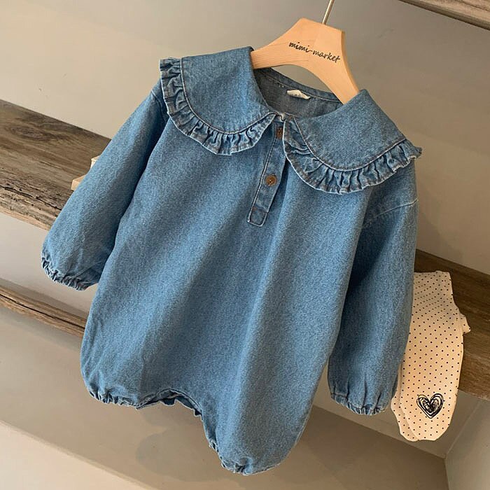 Appena nato A Manica Lunga corpo E Tutine 2020 di Autunno Del bambino Della Ragazza del Ragazzo Del denim Tuta Tuta vestito impostato Vestiti Del bambino: 9m