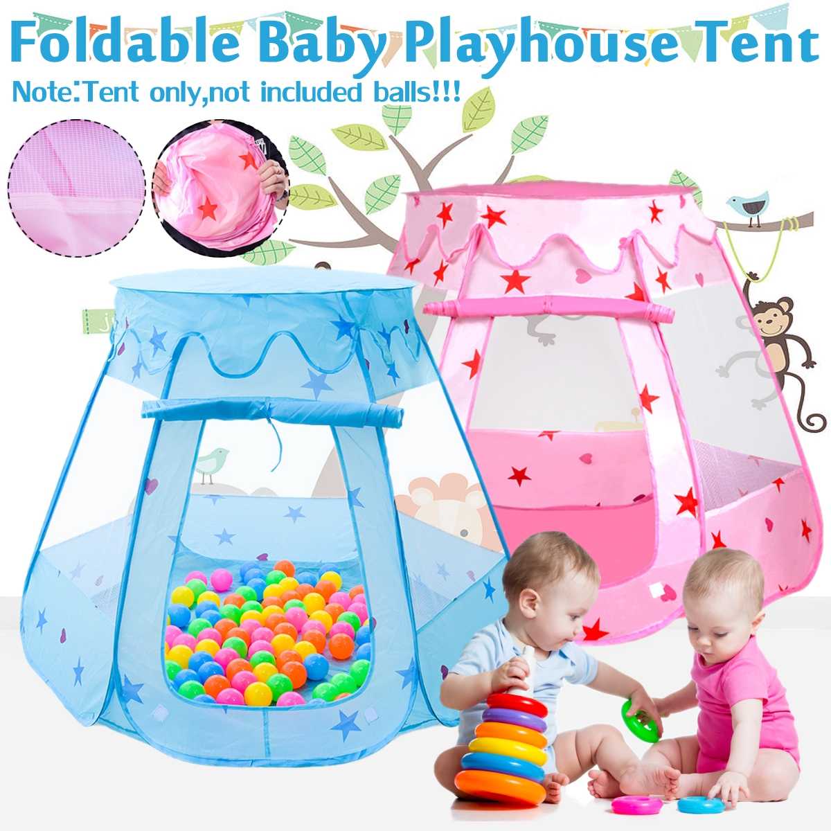 Pink/Blue Castle Tent Kids Boys Girls Children Funny Play Portable Princess Prince House Fairy Home Playhouse 120cm*90cm*70cm