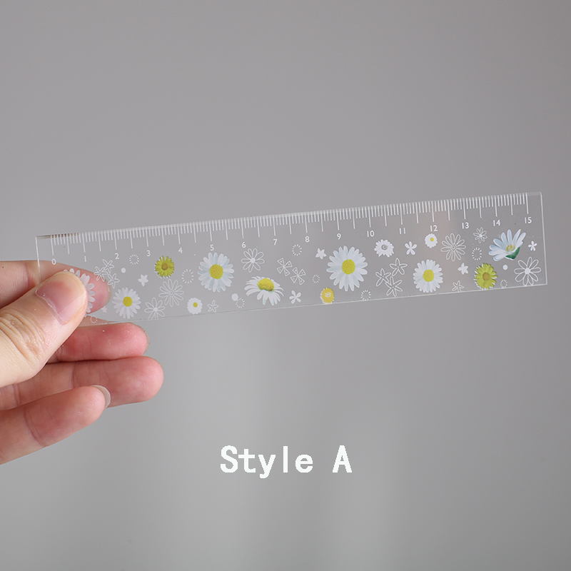 Mr.papir 4 designs 15cm blomster akryl farve lineal multifunktionel diy papirvarer tegning lige studerende kontor til børneskole