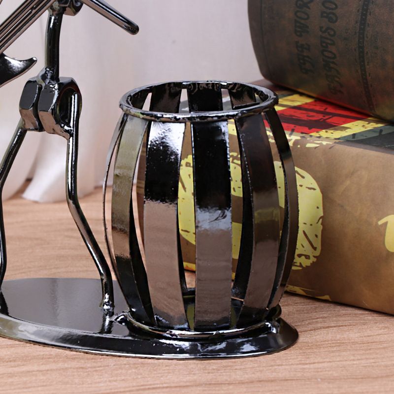 Metal Music Player Musician Pen Pencil Holder Desktop Storage Organizer Brush Pot Ornament