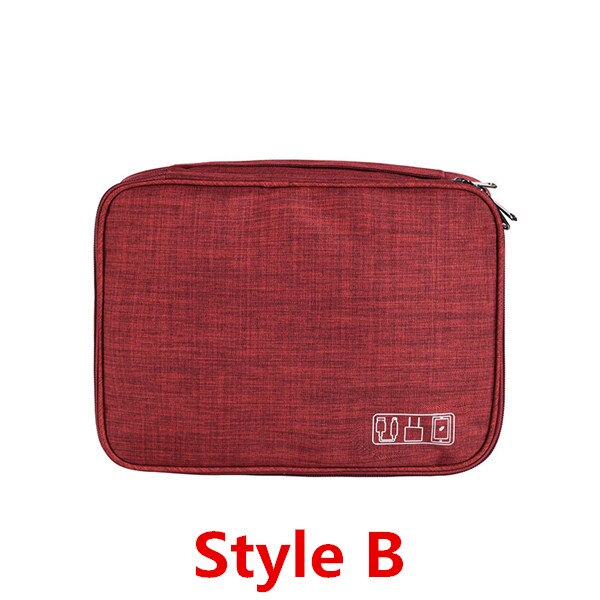 Electronics Organizer Bag - Portable Digital USB Gadget Case - Travel Charger Holder: B-Wine Red