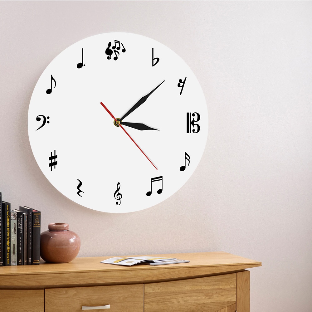1Piece Music Notes Modern Wall Clock Acrylic Wall Clock For Music Lover Music Sign Wall Clock Watch Timepiece