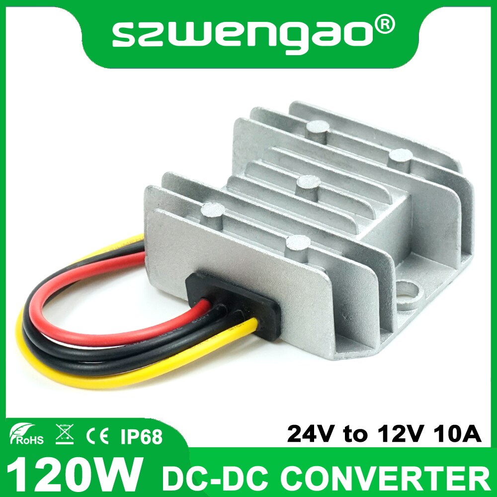 Dc 24v  dc 12v 10a tehomuunnin invertteri 120w pukin jännitteensäädin vedenpitävä