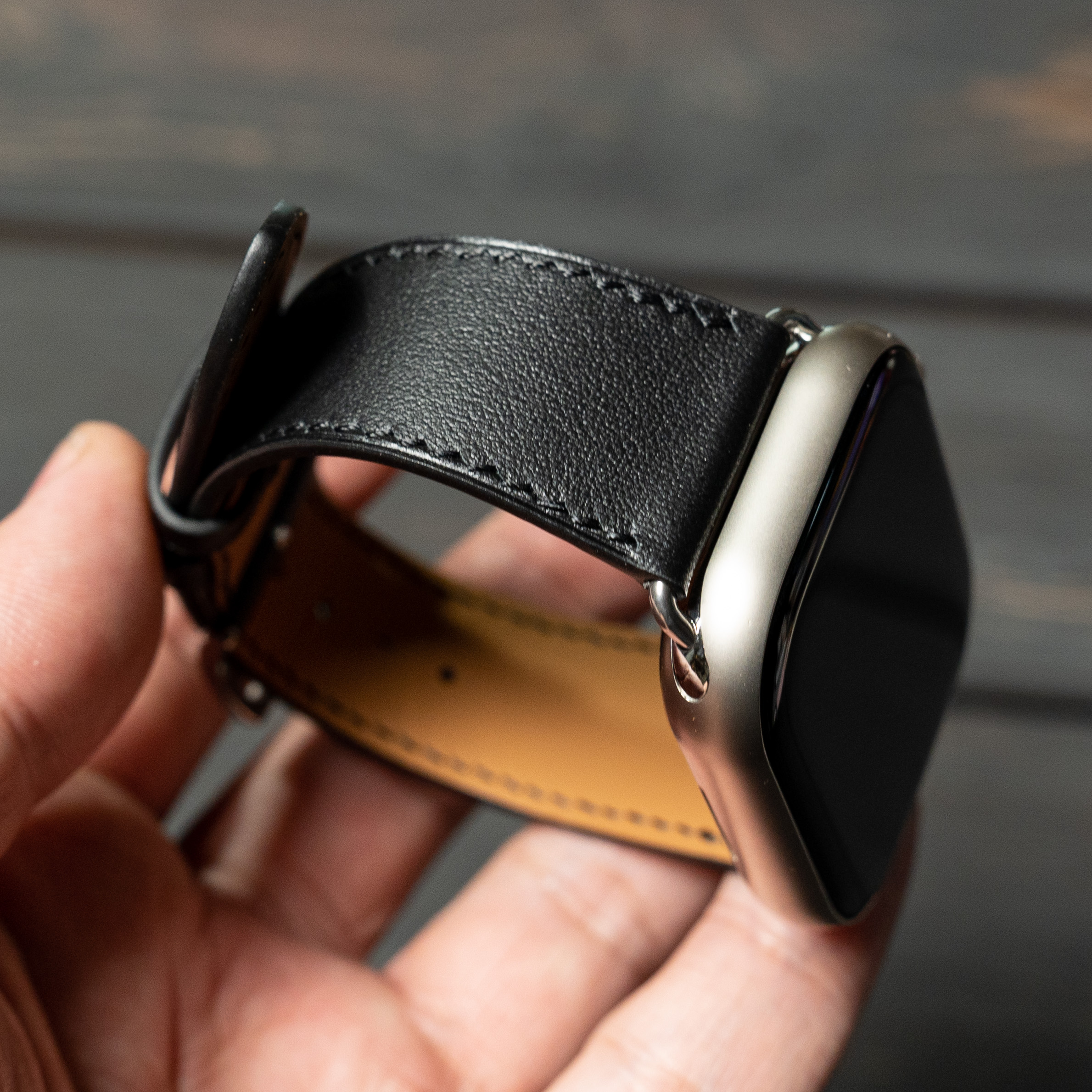 Voor Apple s10/iwatch lederen Apple Watch band ultra2/s9/s8/7SE Lederen Herm band 46mm 42mm 49mm 44mm 41mm: Steenkool zwart / 11mm