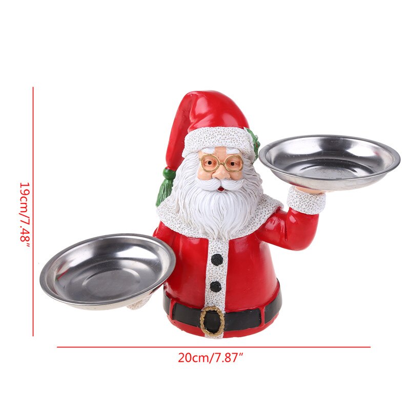 Christmas Santa Snack Treats Holder Fruit Plate Decoration Resin Material Santa Statue Home Decorations Afternoon-tea Cake Dish