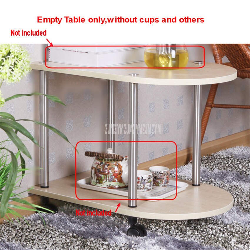 2 Layer Multi-functional Balcony Movable Tea Table With Wheel Living Room Bedroom Sofa Side Corner Modern Low Table: Yellow Oak Color
