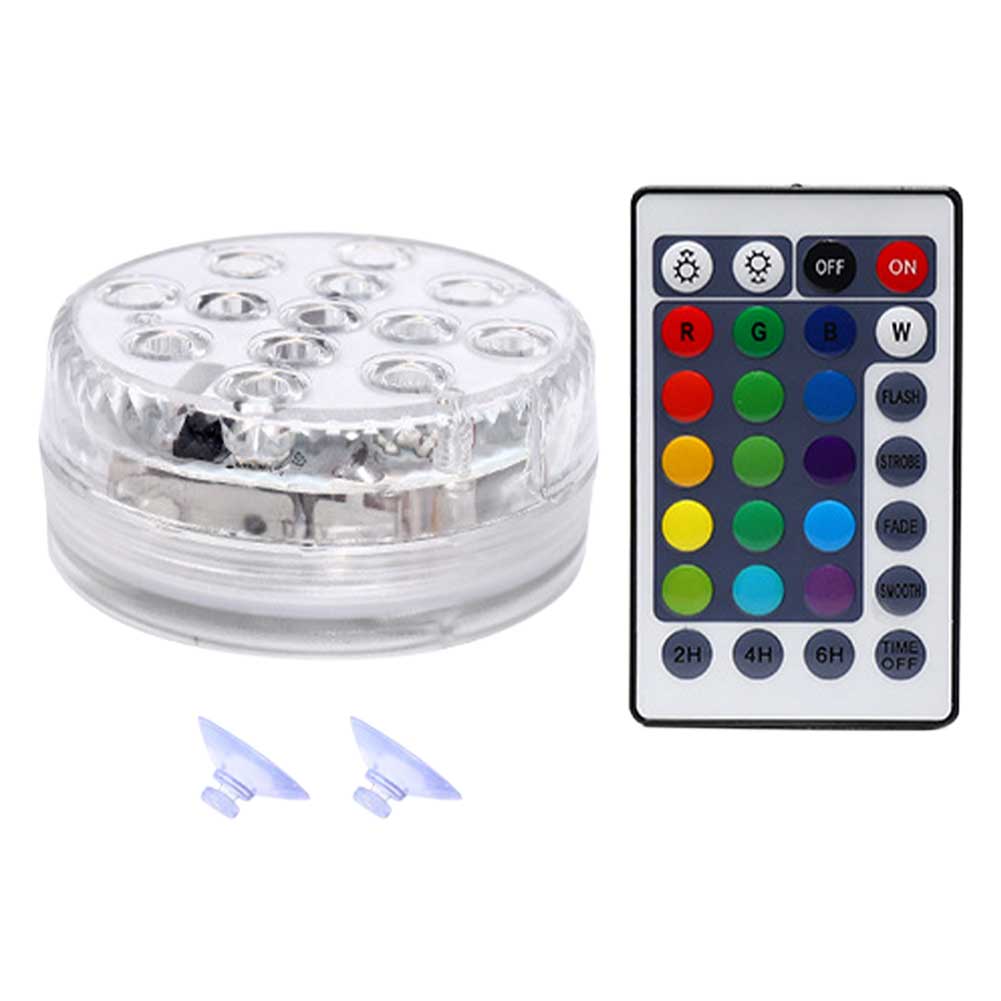Aquarium LED Schwimmbad Licht Party Unterwasser Lampe Teich Dekoration Hochzeit Fernbedienung Magneten Farbwechsel IP66 Wasserdicht: IR28 8.5CM