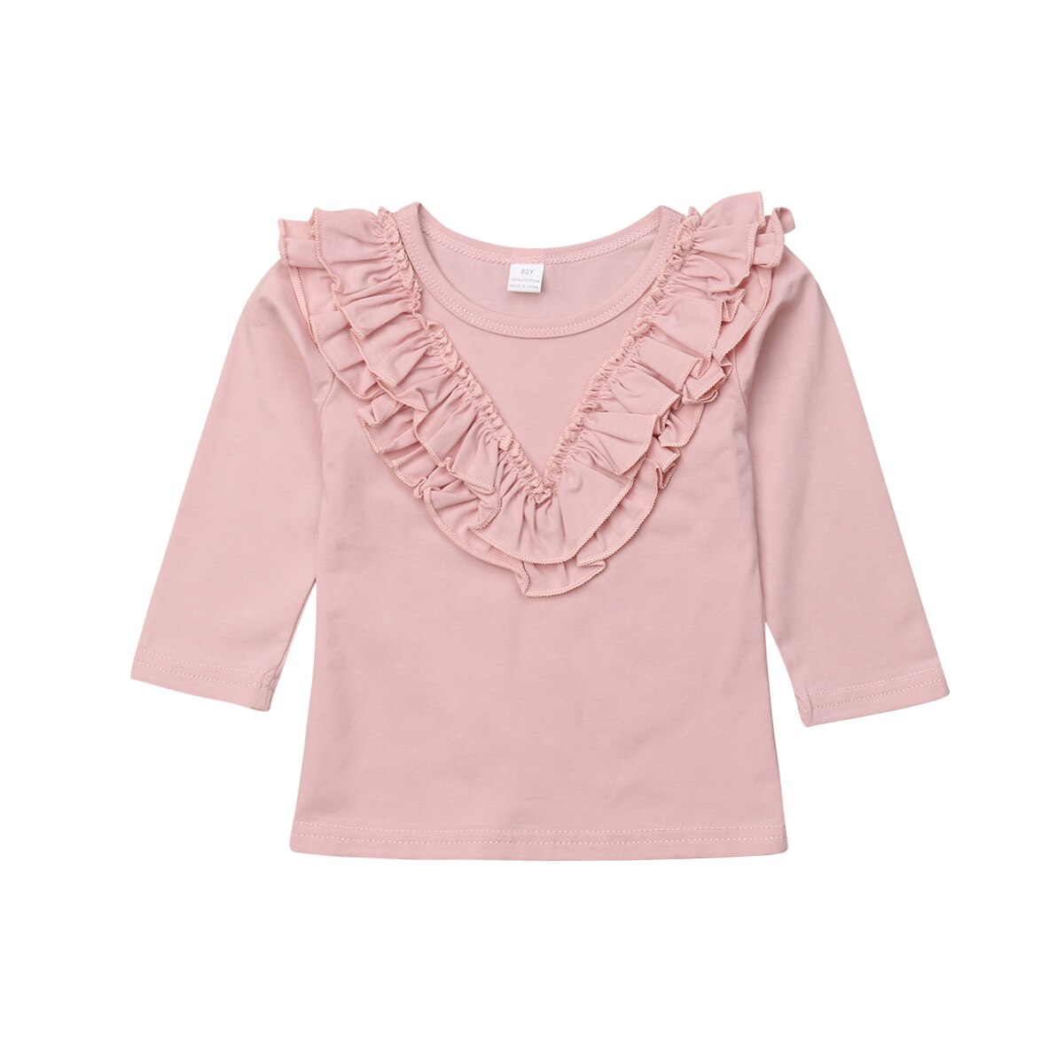 Brand Kids Baby Meisje Vintage Verstoorde Kraag Katoen Lange Mouwen Tops T-shirt Mooie Baby Kleding: Roze / 5T