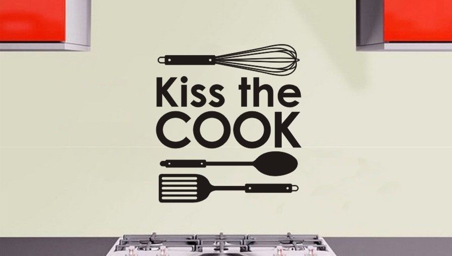 Ins Wall Sticker Kiss The Cook Kitchen Wall Tile Art Sticker - Meat Cuisine Vinyl Decal wall quote sticker D861