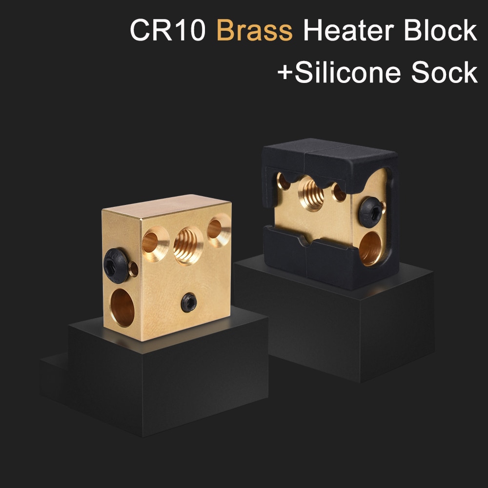 CR10 Heater Blok Messing 3D Printer Onderdelen Voor CR10 Hotend MK8 Siliconen Sok Voor Ender 3 CR-10 CR10S Pro Extruder MK8/V6 Nozzle