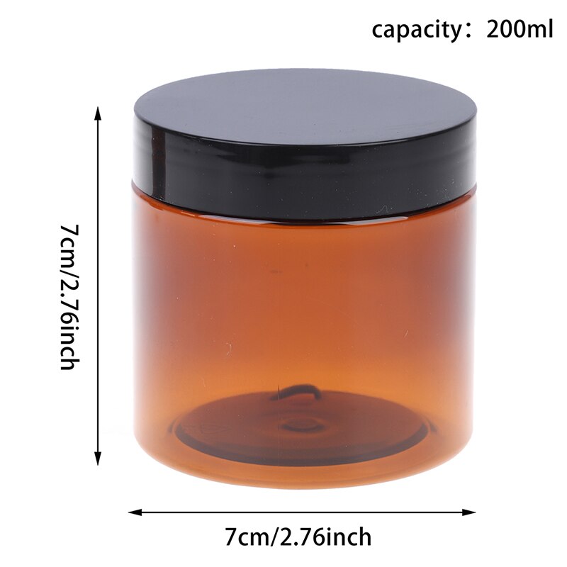 Bocaux ronds en verre d'ambre de 200ml, pour crème droite, avec couvercle en plastique noir, doublure intérieure pour pommade, Lotion faite maison, cosmétiques