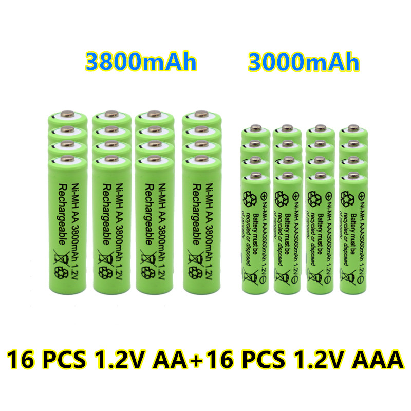 1.2 V AA 3800mAh Piles Rechargeables NI-MH + 1.2 V AAA 3000 mAh batterie Rechargeable NI-MH batterie