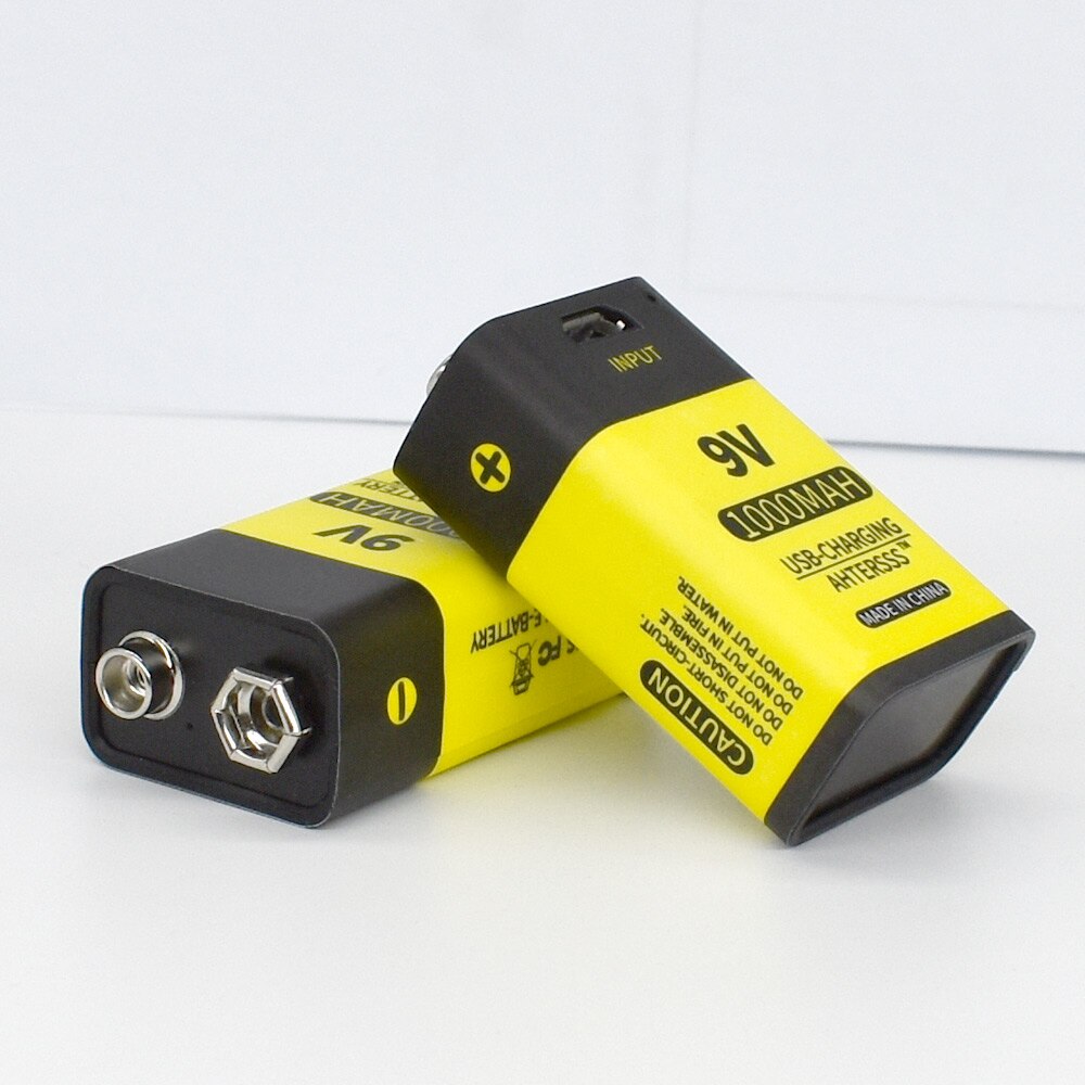 9V rechargeable battery usb 9V 6F22 li-ion battery 1000mah for Multimeter smoke alarm