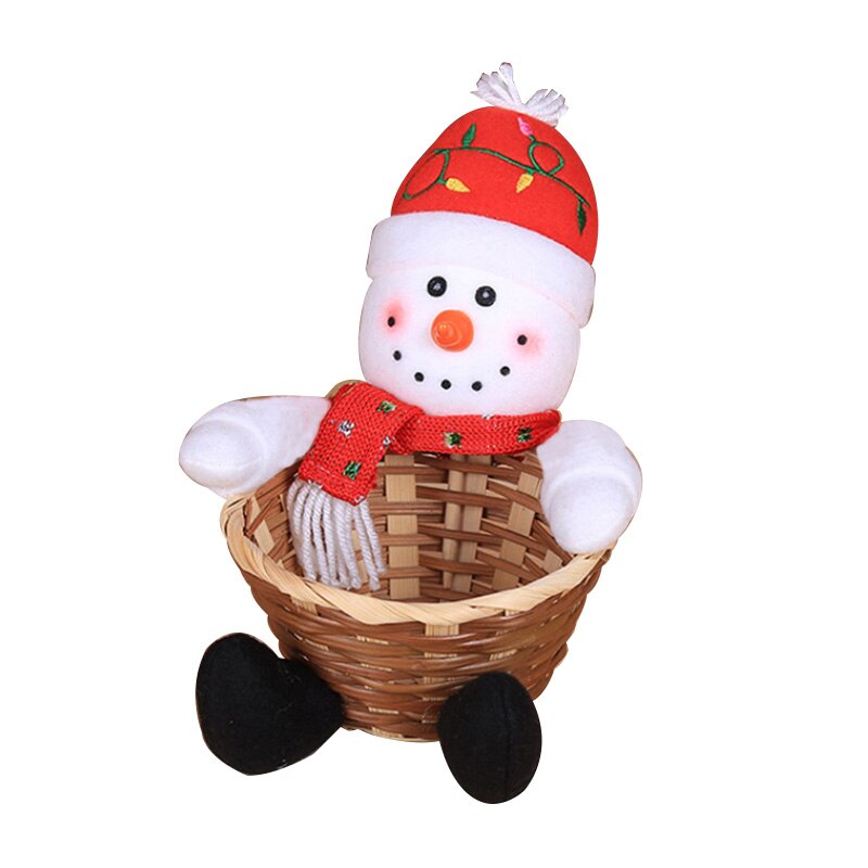 Nydelig juleoppbevaringskurv bambusstokk santa hjort snømann godteribeholder juledekorasjon корзина для игрушек