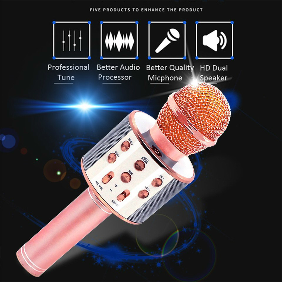 Ws858 Professionele Draadloze Karaoke Microfoon Luidspreker Condensor Microfono Met Bag Bluetooth Radio Studio Record Mic Pk Ws-858