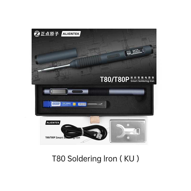 ALIENTEK T80 T80P Lötkolben Einstellbare Temperatur Werkzeug DC 20V 80-450 ℃ Präzisionsreparaturstation PD 100 W tragbares Wärmewerkzeug: Blau