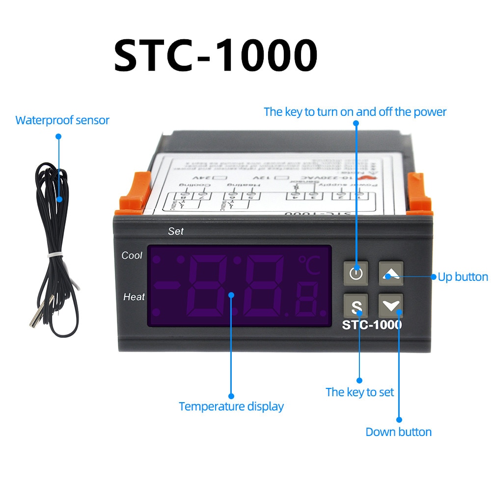 Digital Thermostat Temperature Controller STC-1000 STC-3008 STC-3028 Thermometer Sensor Hygrometer 12V 24V 220V 50%off