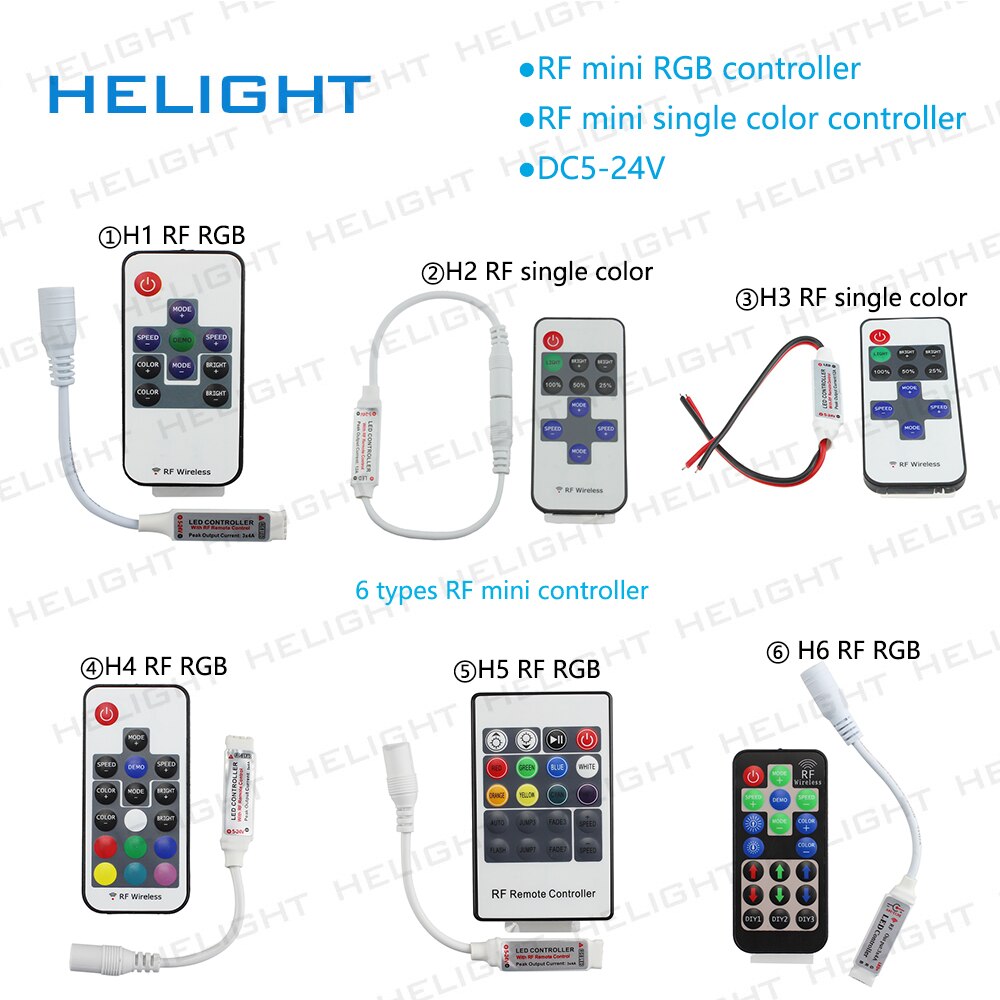 Mini rf langaton led-himmennin kaukosäädin mini rf rgb ohjain yhdelle/rgb värilliselle led-nauhalle 5050/3528/5730/5630/3014