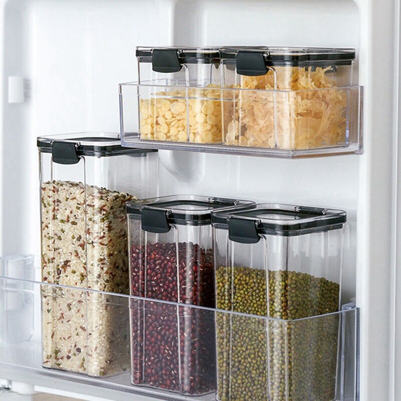 4 Stuks Plastic Voedsel Containers, Transparante Stapelbaar Droog Voedsel Opbergdoos, Keuken Spaghetti Noedels/Verzegelde Containers