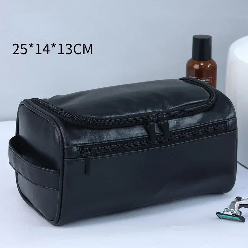 Mannen Vintage Luxe Toilettas Reizen Noodzakelijk Zakelijk Cosmetische Make-up Cases Mannelijke Hangende Organizer Waszakken: Black