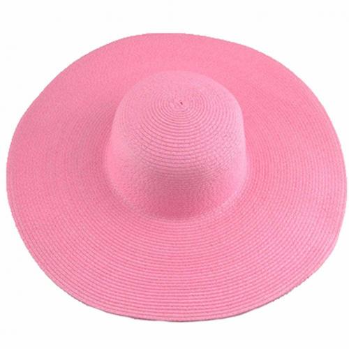 Sombrero Floppy Hawaiano de verano para mujer, gorro de paja de ala ancha de Color sólido