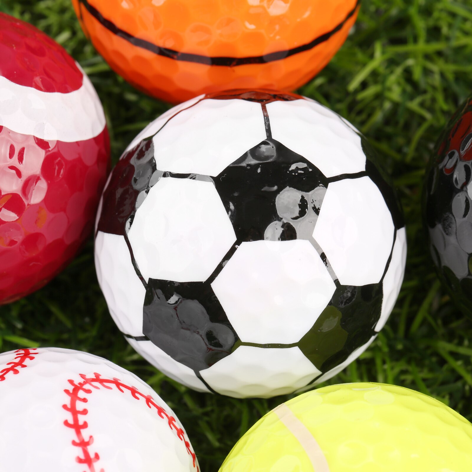 gohantee Novelty Rubber Golf Balls 6 kinds of Pattern Golf Game Balls Similar Rugby Football Sports Champion Golf Balls