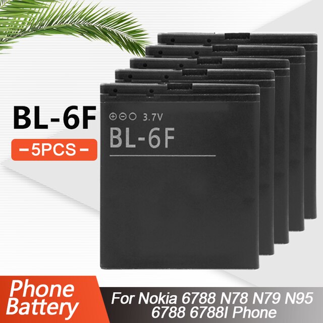 1-5PCS 3.7V 1200mAh BL-6F BL 6F BL6F Replacement Phone Battery For Nokia N78 N79 N95 6788 6788I N95-8GB Li-ion Lithium batteries: 5PCS