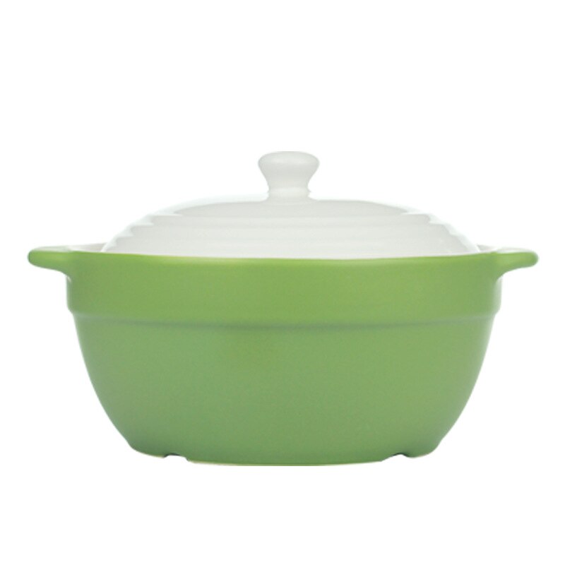 High Temperature Resistant Casserole Korean Simple Color Glaze Soup Pot Chinese Healthy Delicious Without Cracking: Green 1.8L small