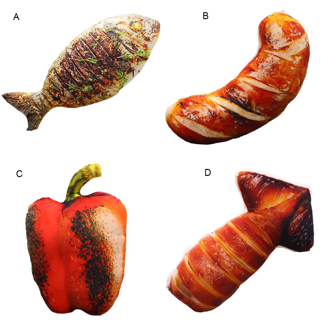 Simulatie Drumsticks Inktvis Kip Vis Vorm Kussen Zachte Lumbale Rugkussen Pluche Voedsel Kussensloop Home Decor Наволочк