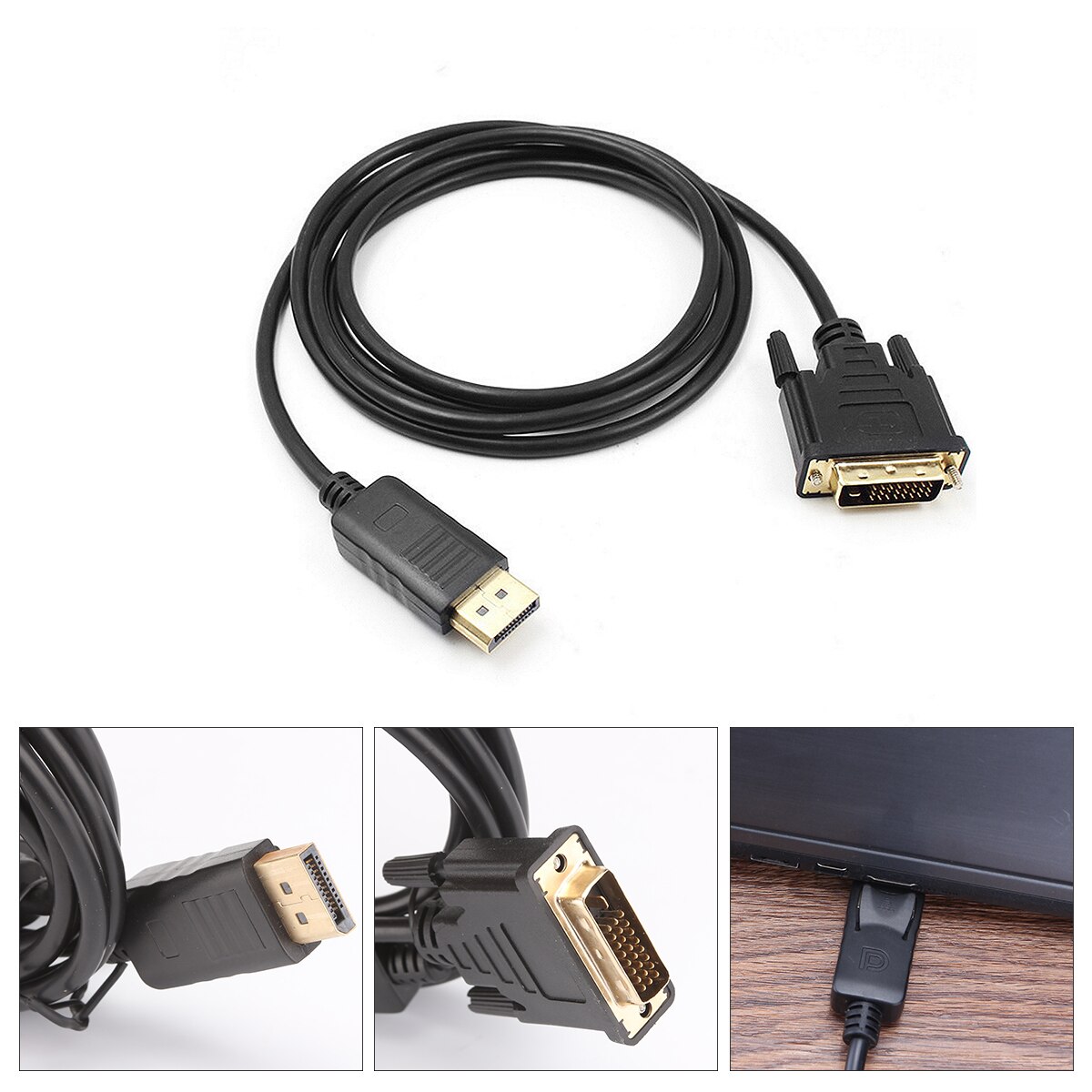 Powstro Display Port 1.8m/6ft Cable 1080P To DVI-D Male Adapter Cable For Lenovo Dell HP ASUS Extend More Desktops And Laptops