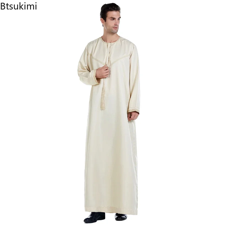 Ramadan Muslimische Männer Kleidung Jubba Thobe Langes Kleid Pakistan Dubai Arabisch Djellaba Kaftan Abaya Islamische Gebet Kleid Gottesdienst