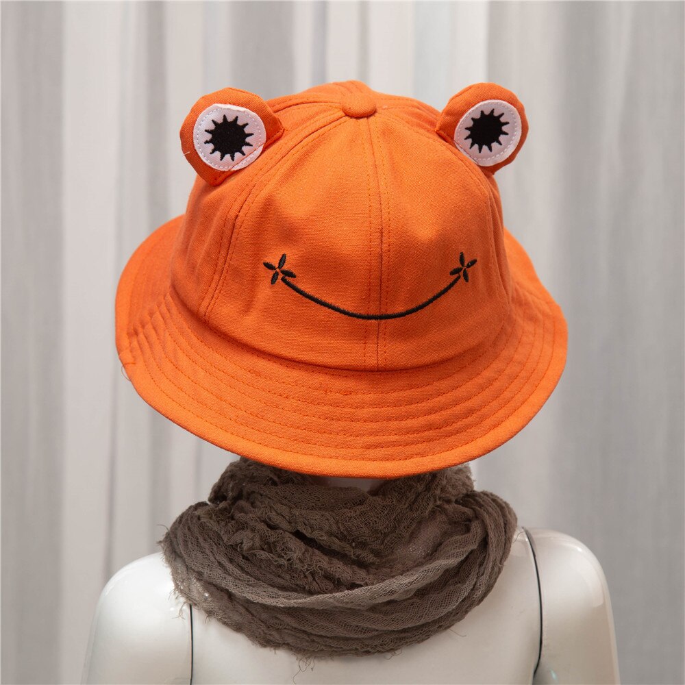 Cute Frog Hat Letter Bucket Hats Women Cover Fisherman Cap Hat for Adult Women Sunscreen Summer Outing Hat