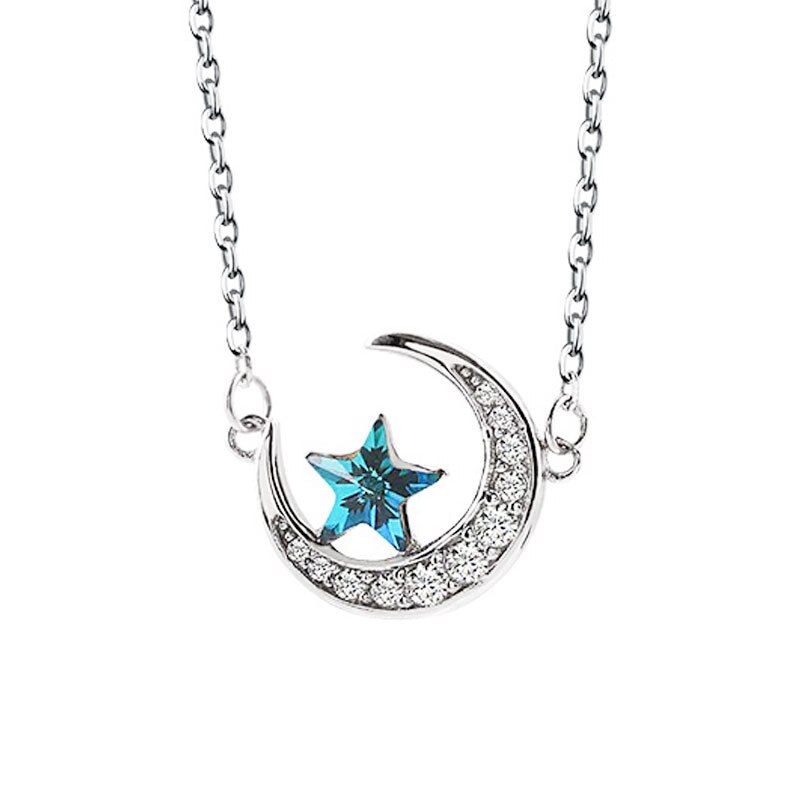 Simple Korea Star Moon Cute 925 Sterling Silver Clavicle Chain Temperament Personality Trendy Female Necklace SNE263